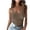 Khaki, variant on Womens Solid Scoop Neck Tank Top Summer Sleeveless Ribbed Tee