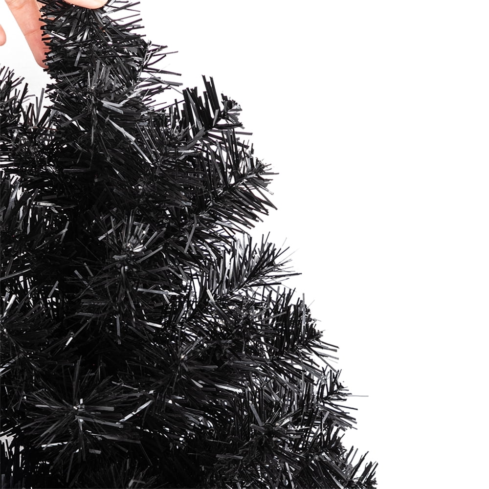 Kepooman 6FT PVC Artificial Christmas Tree with Metal Stand, Xmas Pine Tree with 1600 Branches for Indoor Outdoor Holiday Decoration, Black Kepooman 6FT PVC Artificial Christmas Tree with Metal Stand, Xmas Pine Tree with 1600 Branches for Indoor Outdoor Holiday Decoration, Black