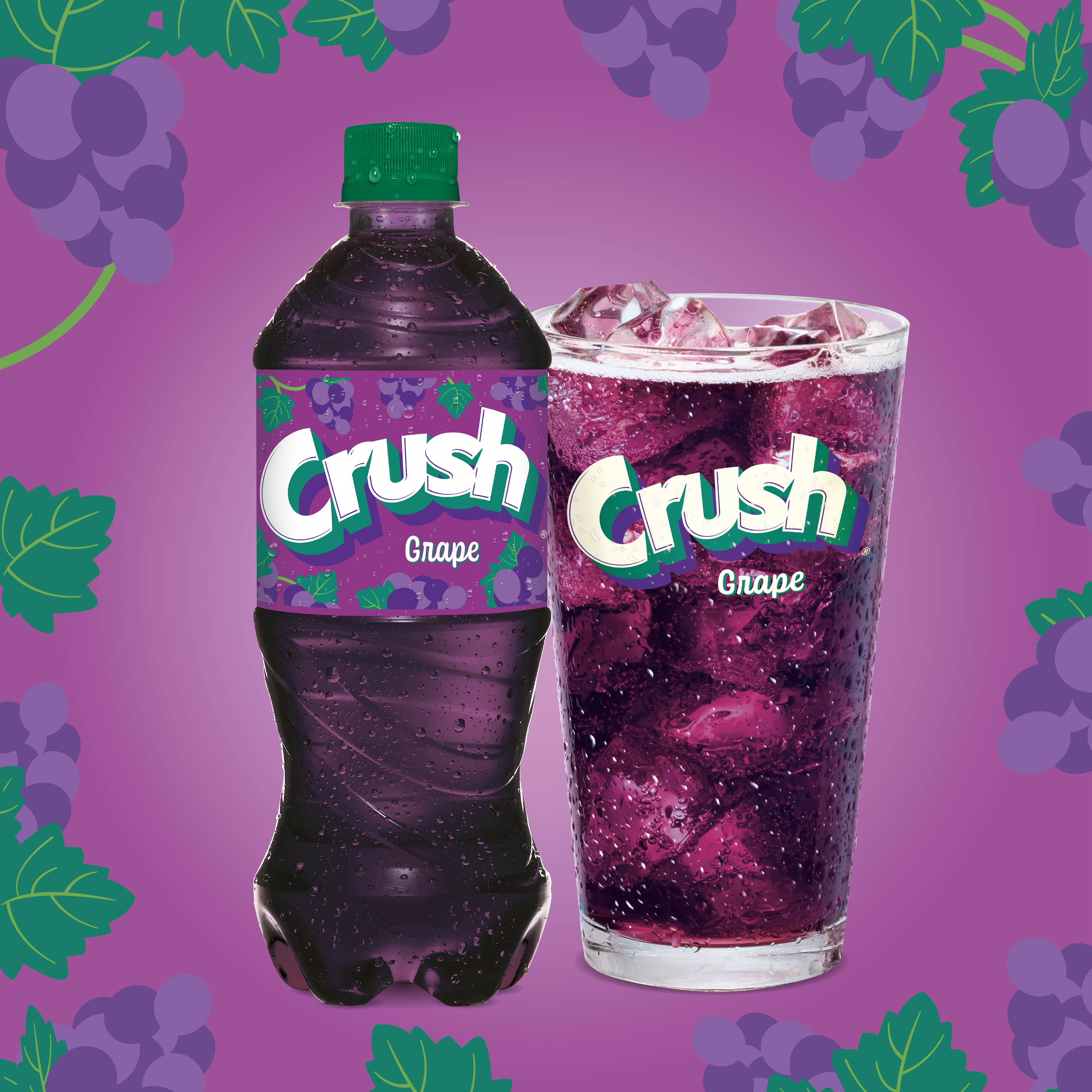 Crush Caffeine Free Grape Soda Pop, 20 fl oz, Bottle