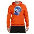 thumbnail image 2 of Wolf Howling at the Moon | Mens Animal Lover Hooded Sweatshirt Graphic Hoodie, Orange, Large, 2 of 3