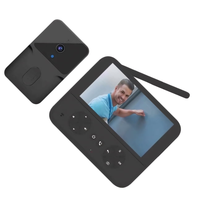 Bearachild Timbre video inalámbrico teledirigido para el timbre inalámbrico del sistema de seguridad del hogar elegante para el hogar Cámaras de vigilancia negro