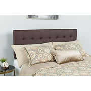 BizChair Button Tufted Upholstered Full Size Headboard in Brown Vinyl