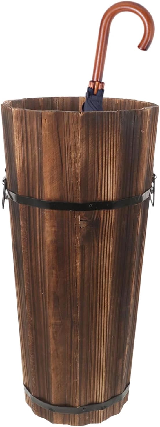 Wooden Umbrella Stand, Multi-Functional Storage Box, Cane Holder with Divider, Compact Foyer Shelf for Home Entryway Storage and Decor