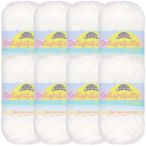 JubileeYarn Delightfully Fine Yarn - Lace Weight Bamboo - 50g/Skein - 12 Frost White - 8 Skeins