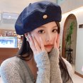 thumbnail image 4 of Qarigey Gorro de boina con acento de objeto metálico para mujer, sombreros para varias ocasiones, boina para mujer Sombreros Azul profundo, 4 of 6