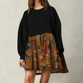 thumbnail image 3 of Long Sleeve Dress,Long Dress for Women Summer,Womens Fashion Printed Long Sleeve Round-Neck Mid-Calf Dress,3/4 Sleeve Dress for Women,Summer Dress Women, 3 of 5