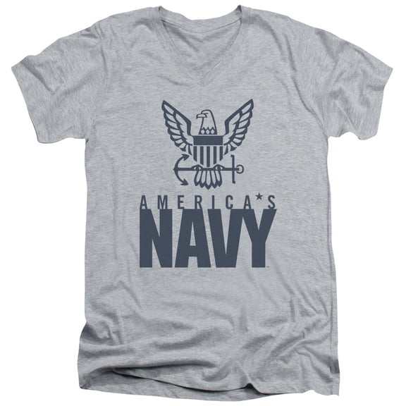 Navy Eagle Logo Adult V-Neck T-Shirt 30/1 T-Shirt Athletic Heather