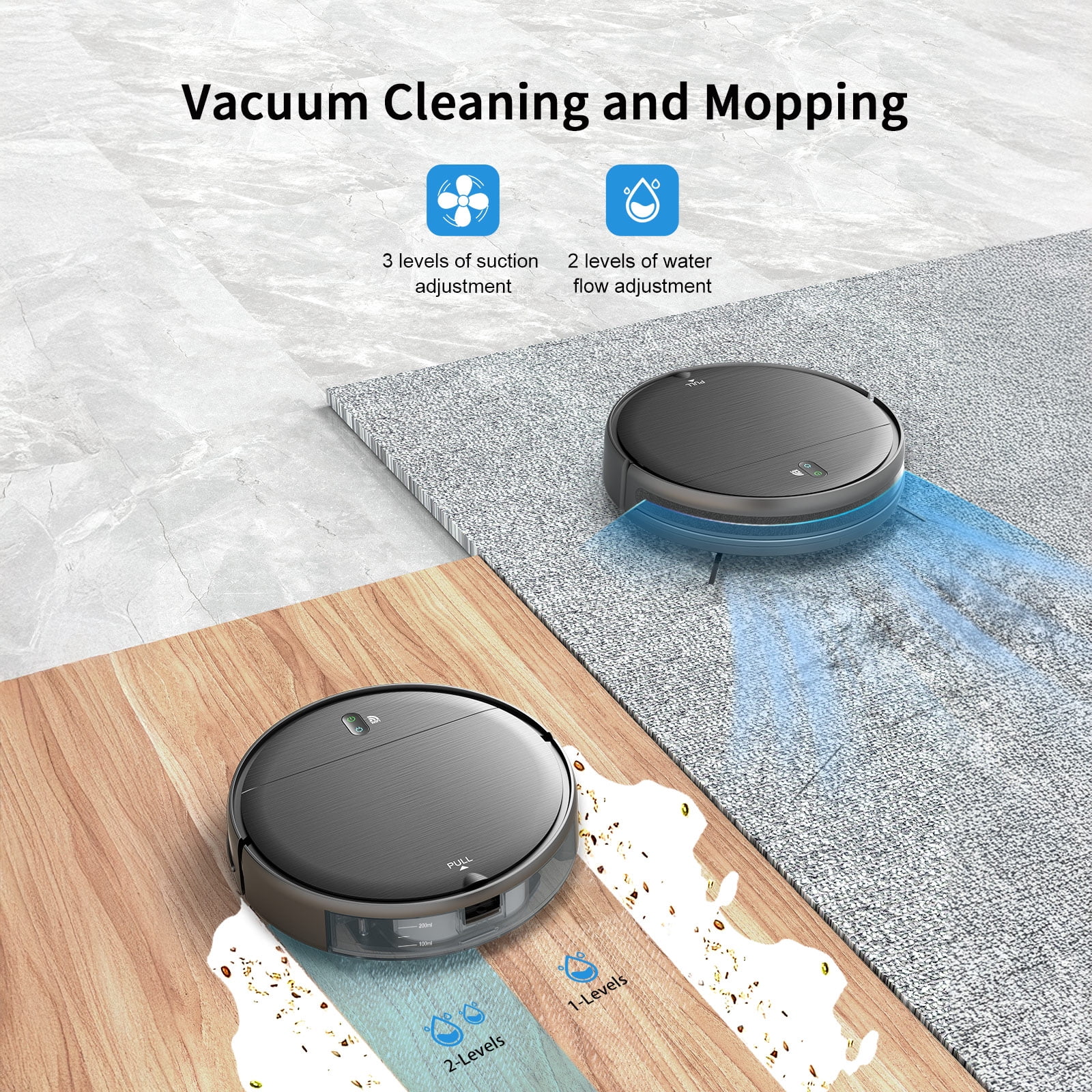ONSON Robot Vacuum Cleaner, Robot Vacuum and Mop Combo with WIFI/Alexa for Pet Hair and Hard Floor