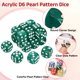 thumbnail image 3 of Paquete de 10 dados estándar de 6 caras de colores, dados mini poliedros de acrílico con patrón de perla para juegos de mesa o aprendizaje matemático, punto verde oscuro/blanco, 3 of 6