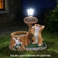 thumbnail image 4 of YIQMI Orange Tabby Cat and Rabbit Garden Statue with Solar LED Lamp, Outdoor Resin Tree Stump Planter Pot with Welcome Sign for Patio, Lawn, 4 of 7
