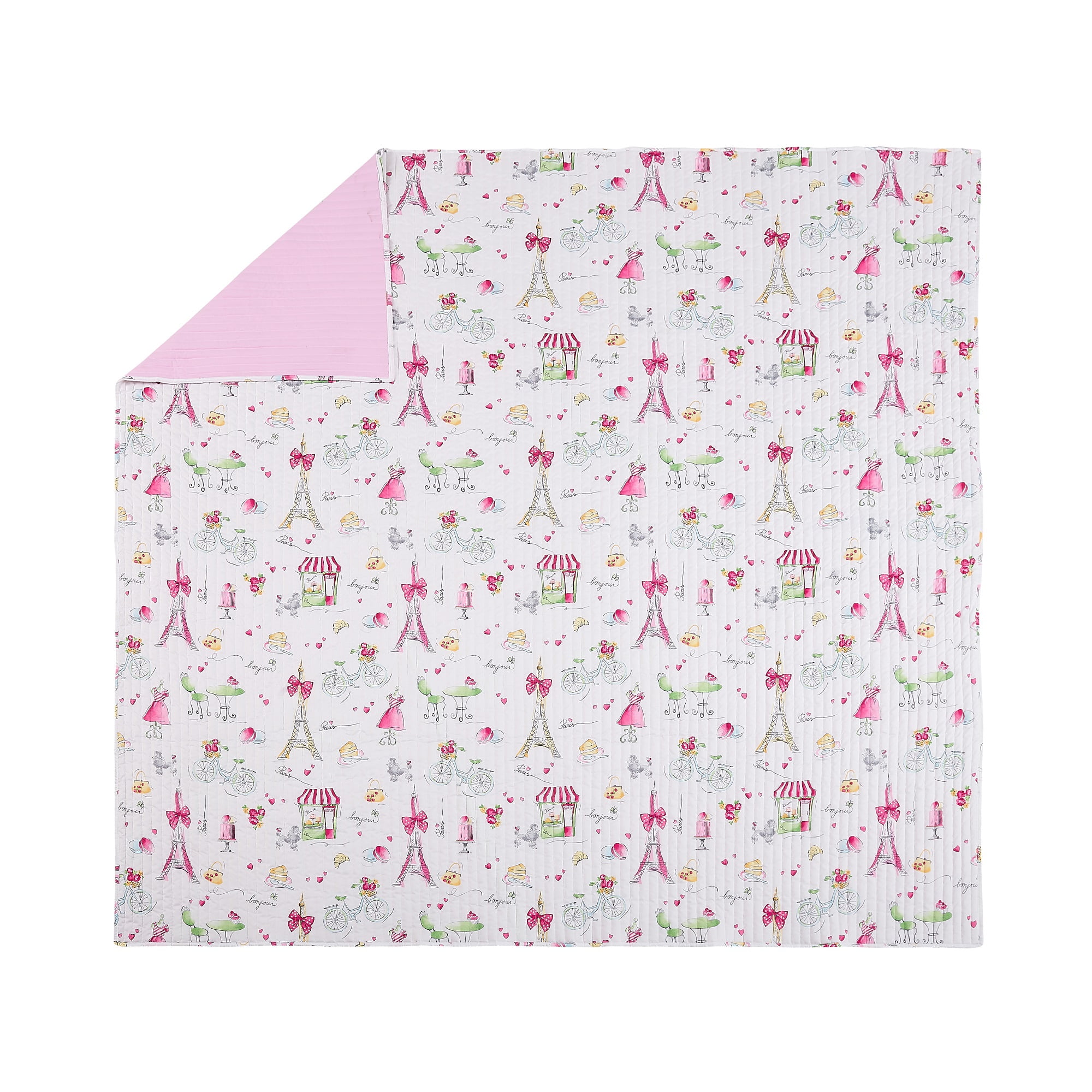 Urban Playground Kids and Teens Pretty in Paris Pink 3-Piece Quilt Set, Full/Queen
