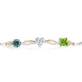 thumbnail image 2 of 925 Silver and 10K Yellow Gold Blue Moissanite Near Colorless White Moissanite Green Peridot and Lab Grown Diamond Tennis Bracelet for Women By Keren Hanan (2.03 cttw, Adjustable up To 9 inch), 2 of 4