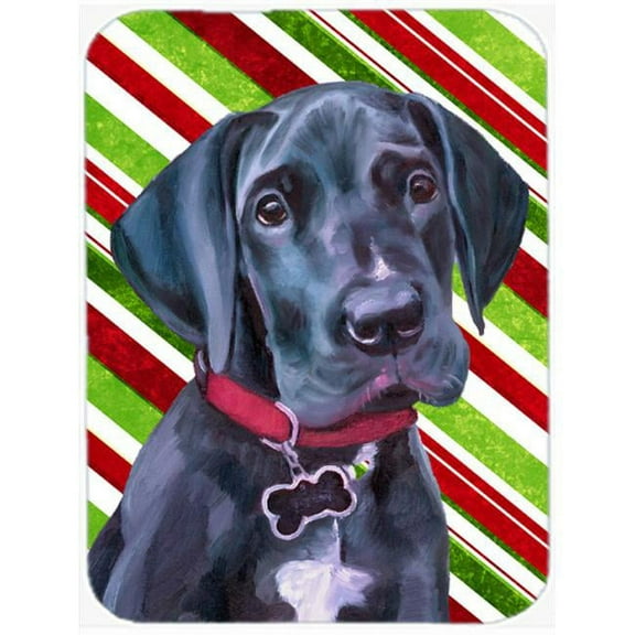 Black Great Dane Puppy Candy Cane Holiday Christmas Mouse Pad, Hot Pad & Trivet