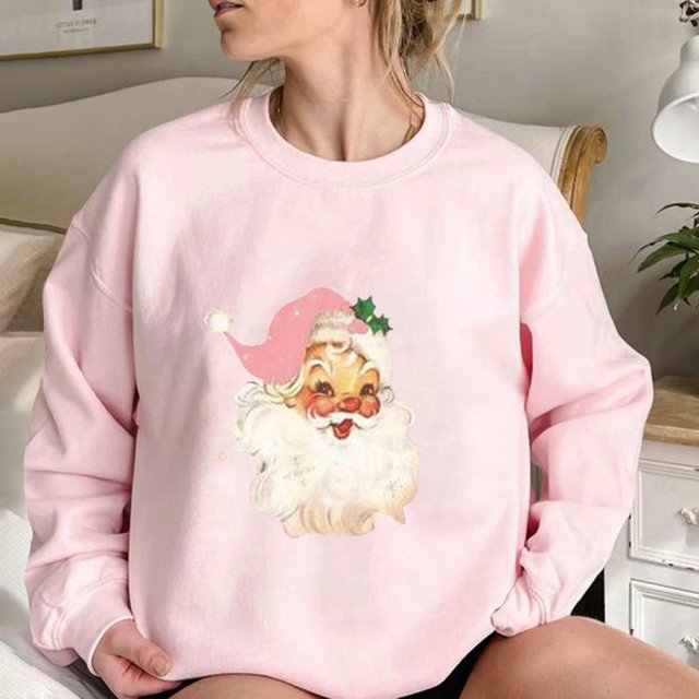 ICHUANYI Clearance Women Fashion Christmas Print Crewneck Long Sleeve Loose Sweatshirt Tops(White, XXL) ICHUANYI WER2023081509558
