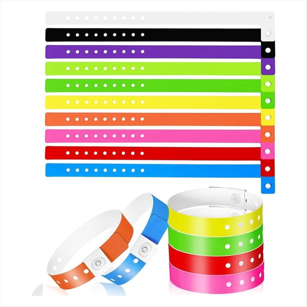 60 Pulseras de Vinilo en 10 Colores, Pulseras de Plástico para Eventos, Pulseras de Plástico Neón para Eventos.