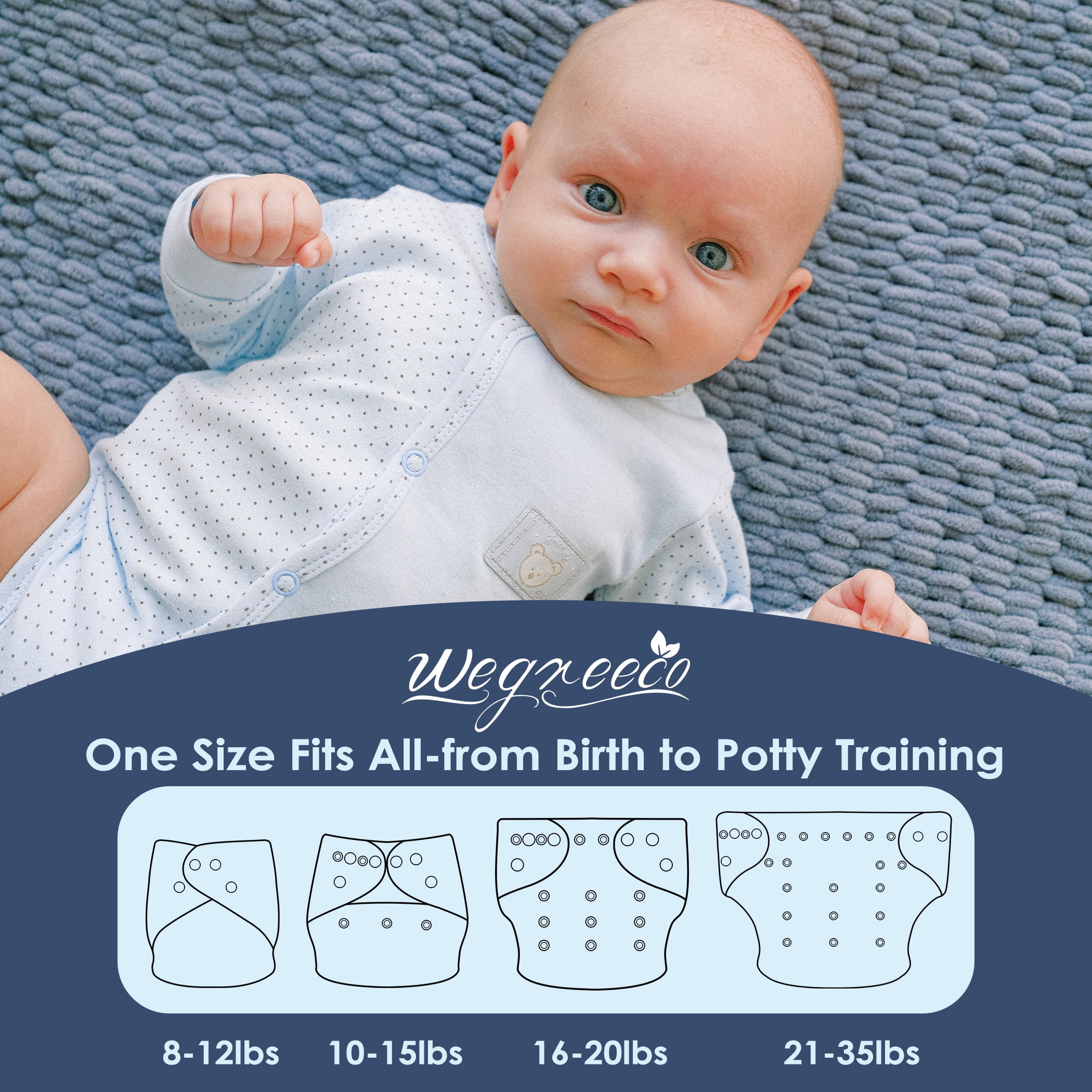 Wegreeco Washable Reusable Baby Cloth Pocket Diapers 5 Pack + 5 Rayon Made from Bamboo Inserts (Boy Car & Sail)