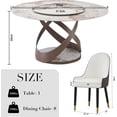 thumbnail image 3 of 59" Round Sintered Stone Dining Set w/ Lazy Susan & 8 Chairs | Carbon Steel Base & Marble Design | 9-PC for Home/Kitchen, 3 of 8