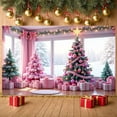 thumbnail image 2 of Pink Theme Christmas Banner Christmas Tree Design Pink Christmas Banner Gift Pattern Bow Decoration Holiday Banner for Christmas Party Indoor Celebration Family Celebration, 2 of 8