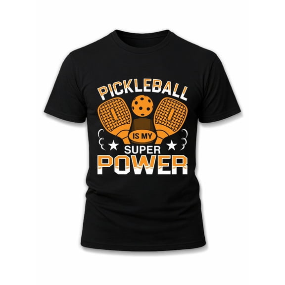 Greenink Pickleball Superpower Tee Men round neck T-shirt black short limited edition Perfect for exercise Unique Design Unisex Shirt Cotton tshirts