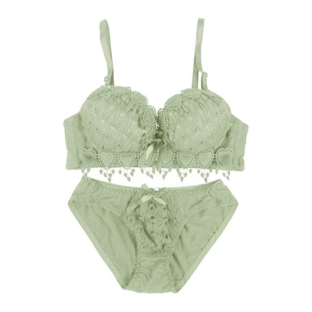 Conjunto de de para mujer, lencería acolchada, juego de ropa interior verde 70B Yuyangstore Sujetador floral de encaje para mujer