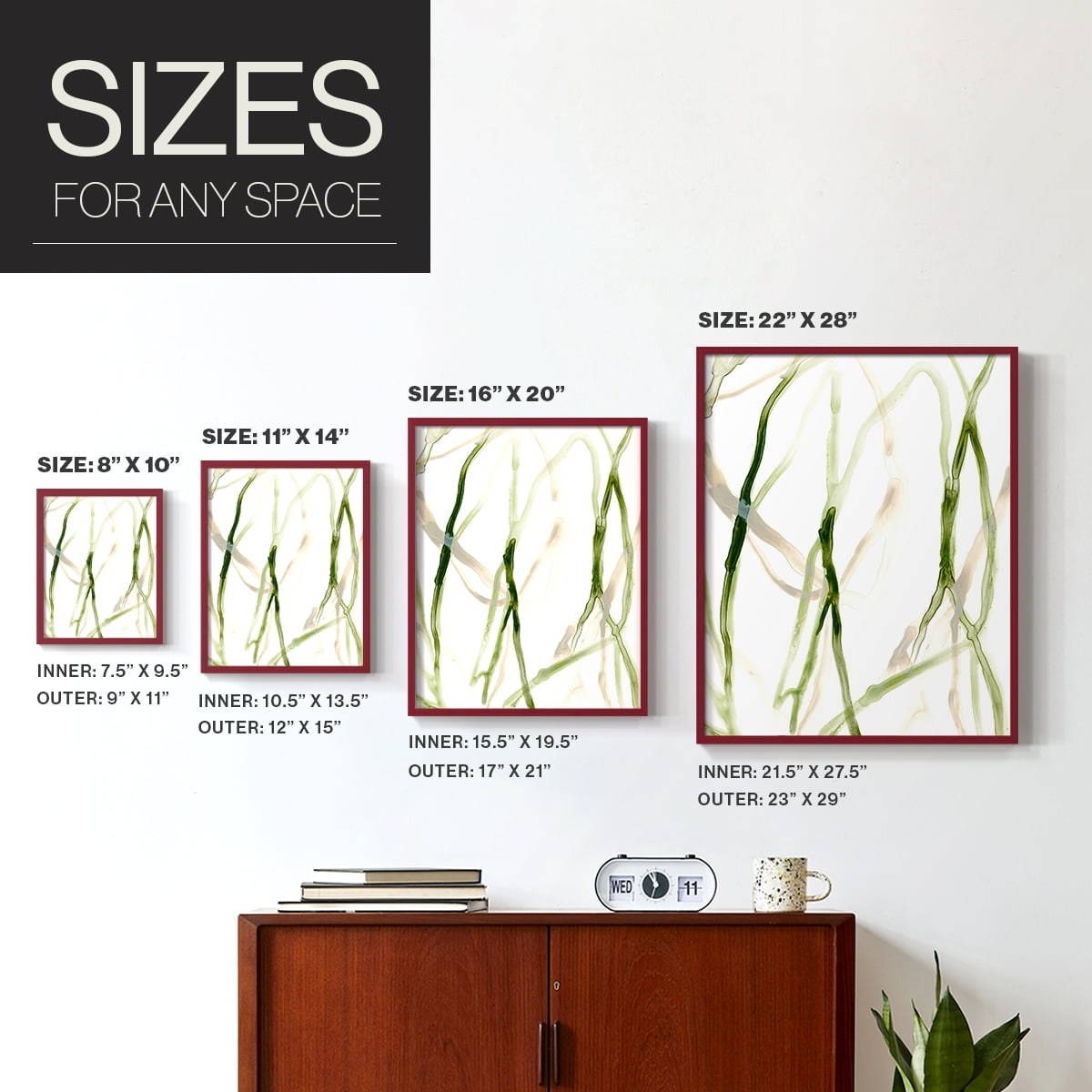 Runnel VIII Framed Print in Red Solid Wood Framed Print No Nail Hanging