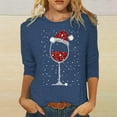 thumbnail image 2 of Women's Christmas 3/4 Sleeve Tops Tshirts Ladies Casual Print Crewneck Santa Xmas Tees Blouses, 2 of 5