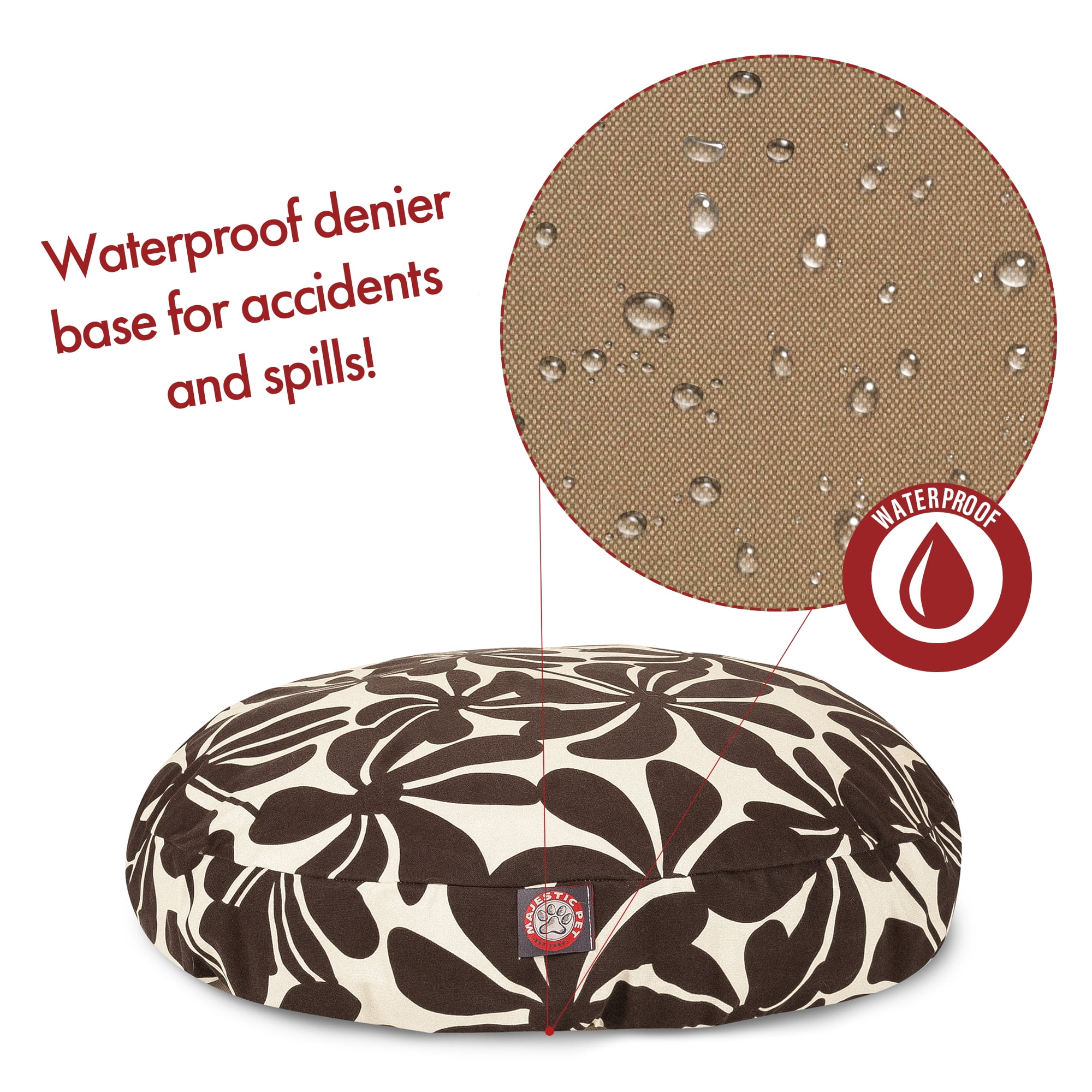 Majestic Pet Plantation Round Dog Bed Treated Polyester Removable Cover Machine Washable