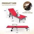 thumbnail image 4 of Harbweb Outdoor Chaise Lounge Chair , 5-Position Adjustable Sun Tanning Chair with Pillow, Aluminum Patio Lounge Chair with Wheels & Armrests for Garden, Beach, Patio, Pool, Red, 4 of 8