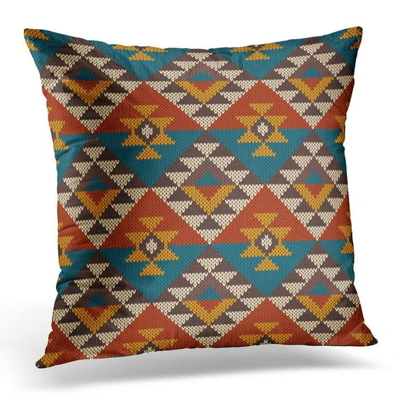 BSDHOME Native Traditional Tribal Aztec on The Wool Knitted American Pillow Case Pillow Cover 20x20 inch