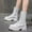 White, variant on EGNMCR Womens Mid Knee High Boots, Women's Middle Mid Calf Boots Women's Round Toe Platform With Lace-up Motorcycle Mid-tube Ladies Fashion Increased Comfy Shoes casual shoes