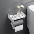 thumbnail image 1 of Soporte de papel higiénico sin perforaciones, estante de almacenamiento, accesorios de baño, caja de pañuelos montada en la pared, rollo de papel, 1 of 4