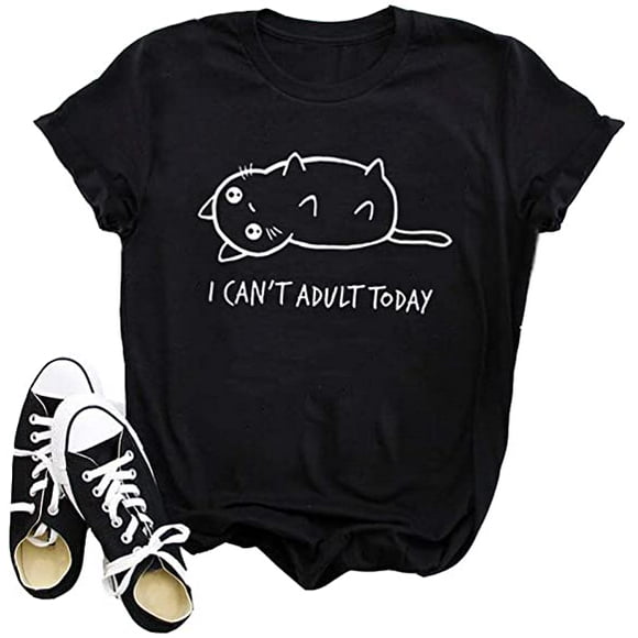 YourTops Women Nope Not Today Cat Shirt (US M, Black)