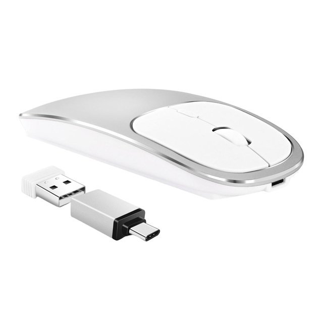 Ratón inalámbrico portátil , recargable silencioso, 3 niveles de , ratones delgados inalámbricos, para , Plata Sunnimix Ratón inalambrico