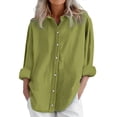 thumbnail image 3 of Womens Linen Blend Long Sleeve Blouse Loose Fit Breathable Comfort Casual Shirt, 3 of 7