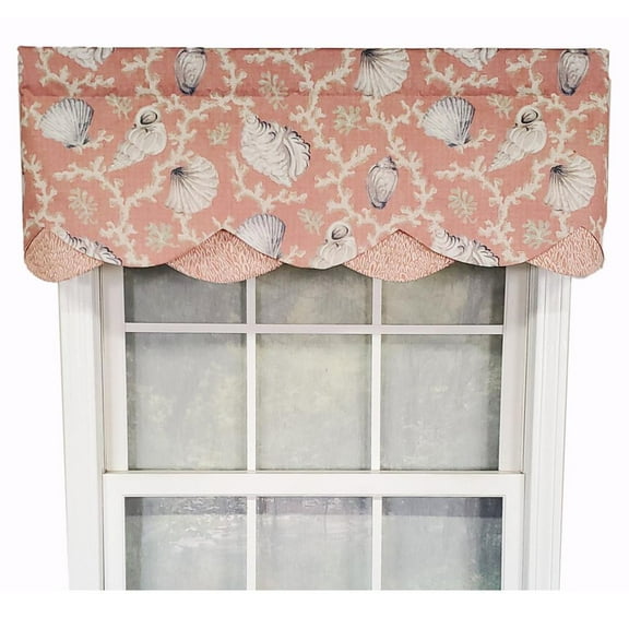 RLF Home Luxurious Modern Design Classic Windamar Petticoat Style Window Valance 50" x 15" Coral