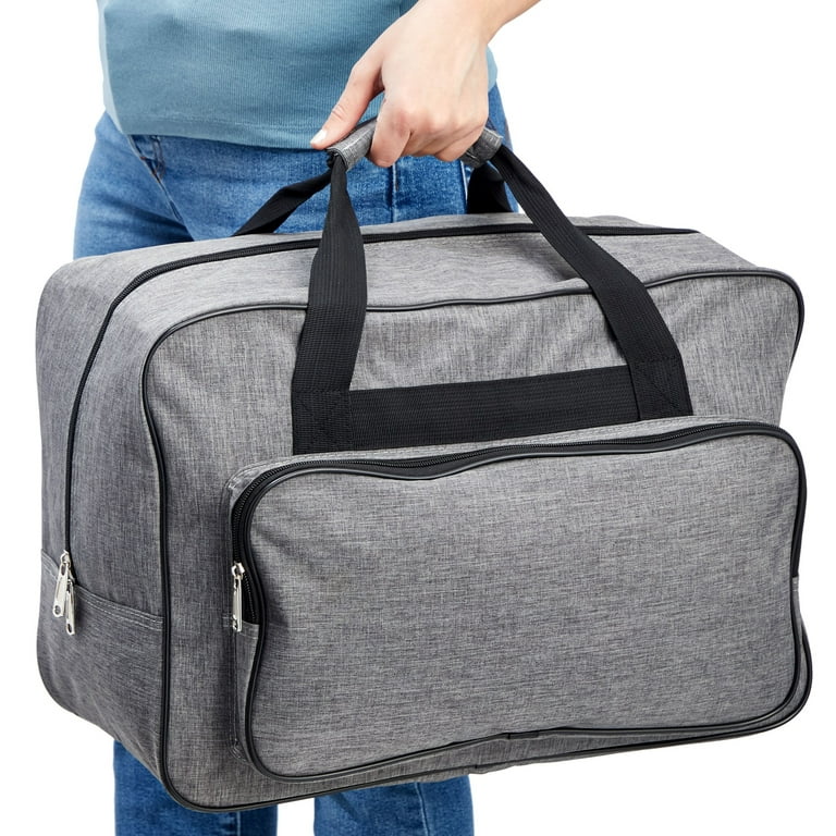 Bright Creations Gray Sewing Machine Carrying Case, Universal Tote Travel Bag Compatible with Most Standard Machines (18 x 10 x 12 in)