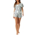 thumbnail image 2 of Conjuntos de pijama de modal para mujer INSPIRE CHIC, parte superior de botón de manga corta y pantalones cortos, ropa de descanso y pijamas, XS, gris con estrellas, 2 of 6