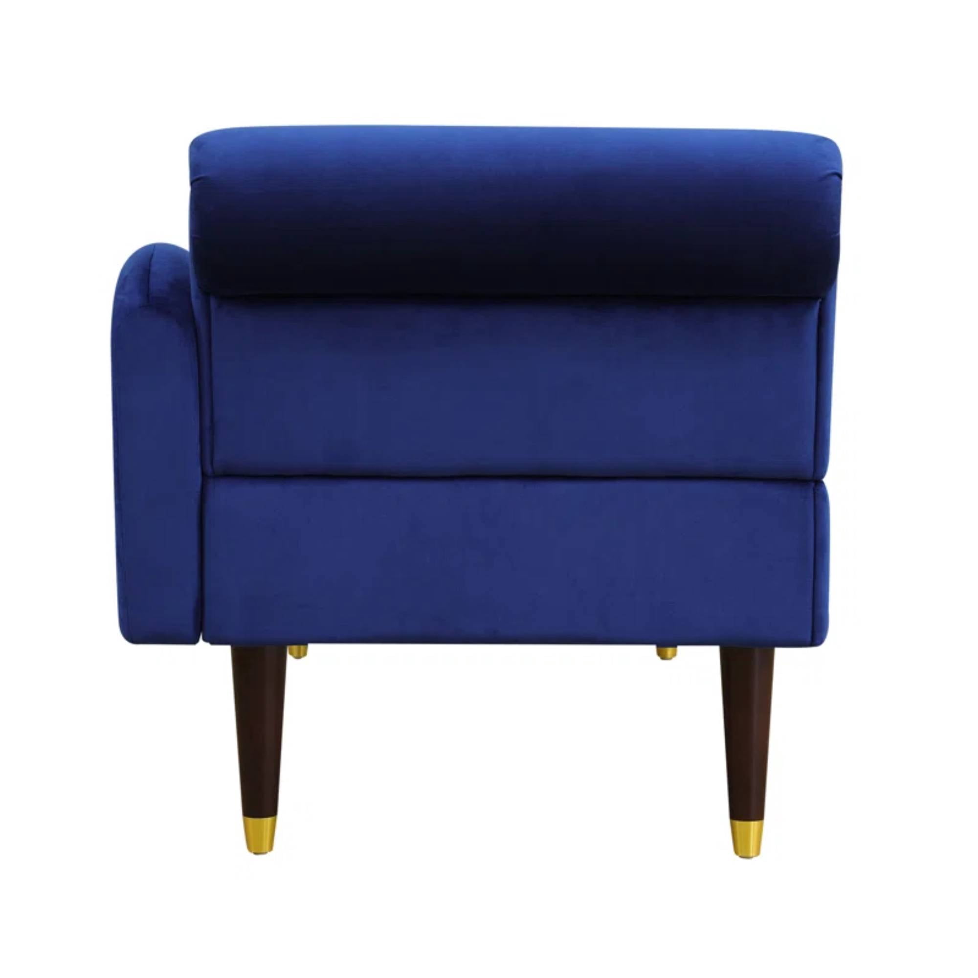 TrumanPick Chaise Lounge Indoor, Modern Velvet Lounge Chair Tufted Lounge Sofa for Living Room Bedroom, Blue