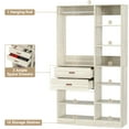 thumbnail image 3 of Homieasy Freestanding Closet System, 40 Inches Stand-Alone Wardrobe with 10 Shelves, 80'' Height Adjustable Cloth Garment Rack with 2 Wood Drawers, Wood Walk-in Closet with Hanging Rod, White Oak, 3 of 8