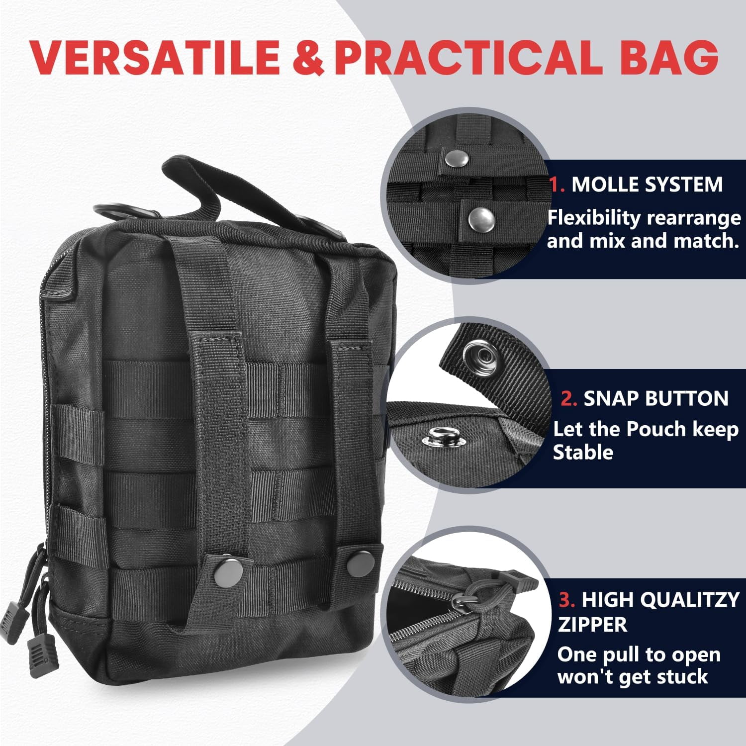 Tactical Seat Back Organizer, Molle Seat Back Organizer Panel With 5 Detachable Multi-Purpose Molle Pouch Fits Car Truck SUV Ford Jeep