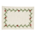 thumbnail image 2 of Saro Lifestyle 8076.N 14 x 20, 20 x 20 in. Embroidered Holly Placemats & Napkins, Natural - Set of 8, 2 of 5