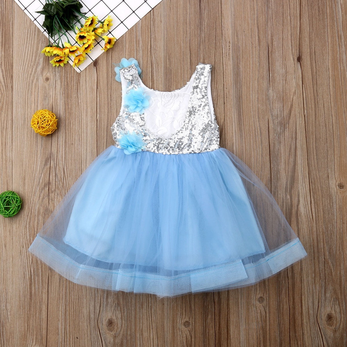 Flower Girl Kids Tutu Dress Sequins Princess Party Wedding Bridesmaid Tulle Gown