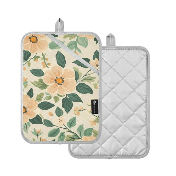 Yayeee Pot Holders Kitchen Heat Resistant with Pocket 7"x9.8" Cotton Oven Cooking Hot Pads, Floral Design