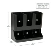 Mind Reader Cup and Condiment Station, Countertop Organizer, 13L x 6.4W x 11.5H, Black