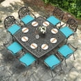thumbnail image 7 of VIVIJASON 9-Piece Outdoor Furniture Dining Set for 8, All-Weather Cast Aluminum Patio Table and Chairs Set with 8 Cushioned Chairs, 64" Large Square Dining Table, 2.2" Umbrella Hole, Ocean Blue, 7 of 7