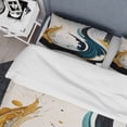 thumbnail image 4 of Designart "Abstract Fusion in Blue and Gold VI" Abstract Bedding Covert Set - Modern Blue Transitional Bed Set With 2 Shams, 4 of 6