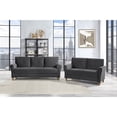 thumbnail image 3 of Lexicon Dunleith Modern Contemporary Velvet Tufted Sofa in Gray and Walnut, 3 of 7