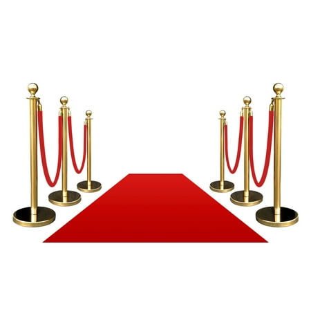 

6 Gold Crown Rope Stanchions + 4 Red Velour Ropes + 1 pc of 3 x 10 Red Carpet