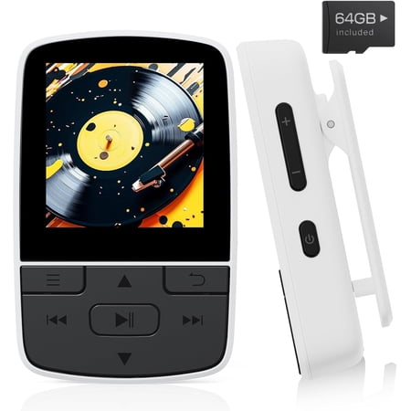 mp3 player with bluetooth 80gb, 5.2 hifi portable music player with fm radio, recorder, pedometer, stopwatch, earphones included ideal new gift