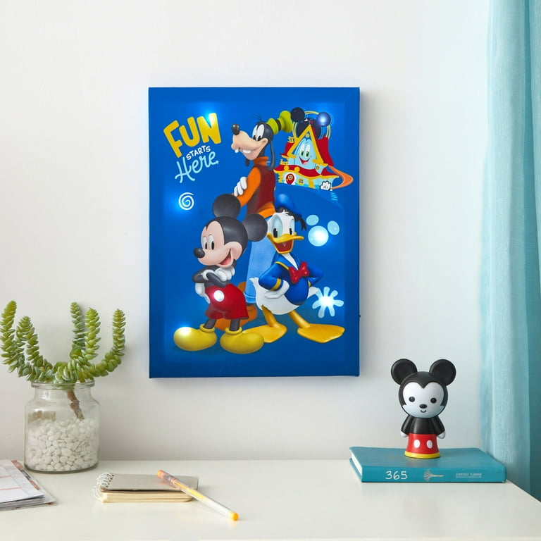 Disney Mickey Mouse Blue LED Canvas Art Print for Children's Room